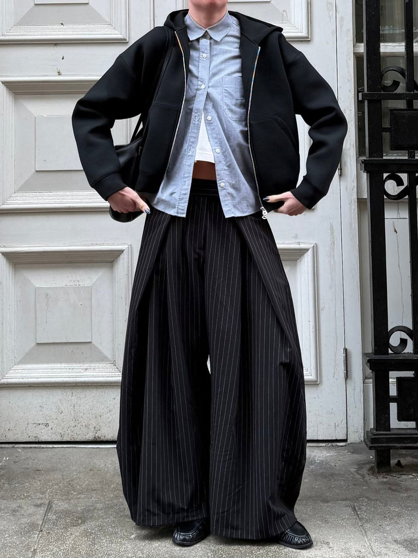 Klausa suit pants with pinstripes – Black/white