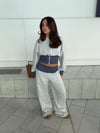 May sweatpants with polka dots - Grey/navy/white