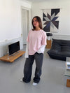 Amalie t-shirt with sleeves - Pink/white