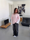 Amalie t-shirt with sleeves - Pink/white
