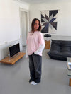 Amalie t-shirt with sleeves - Pink/white