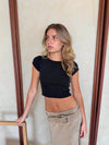 Sola t-shirt with heart embroidery – Black