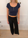 Lilian T-shirt with Buttons - Navy