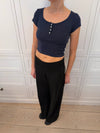 Lilian T-shirt with Buttons - Navy