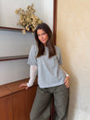Tulsa t-shirt with lace sleeves - Grey/white