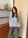 Tulsa t-shirt with lace sleeves - Grey/white