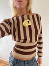 Scandivv fitted blouse with glitter – Brown/gold