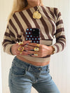 Scandivv fitted blouse with glitter – Brown/gold