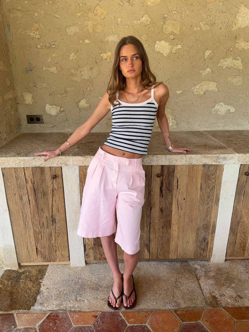 Wren tank top with stripes - White/navy/