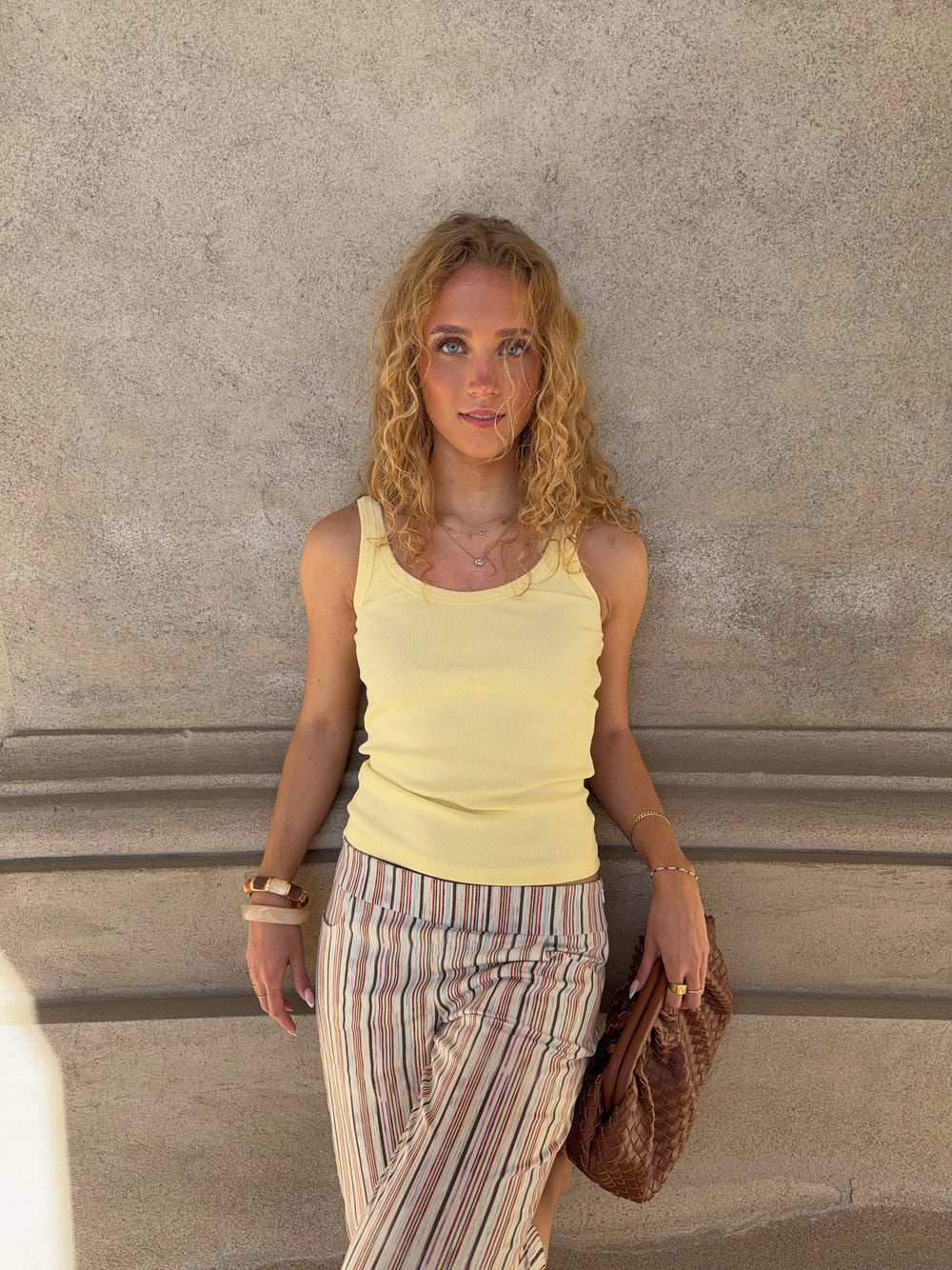 Julea ribbed tank top - Butter yellow