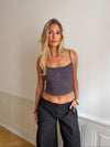 Thilde tank top with rhinestone lightning - Dark grey