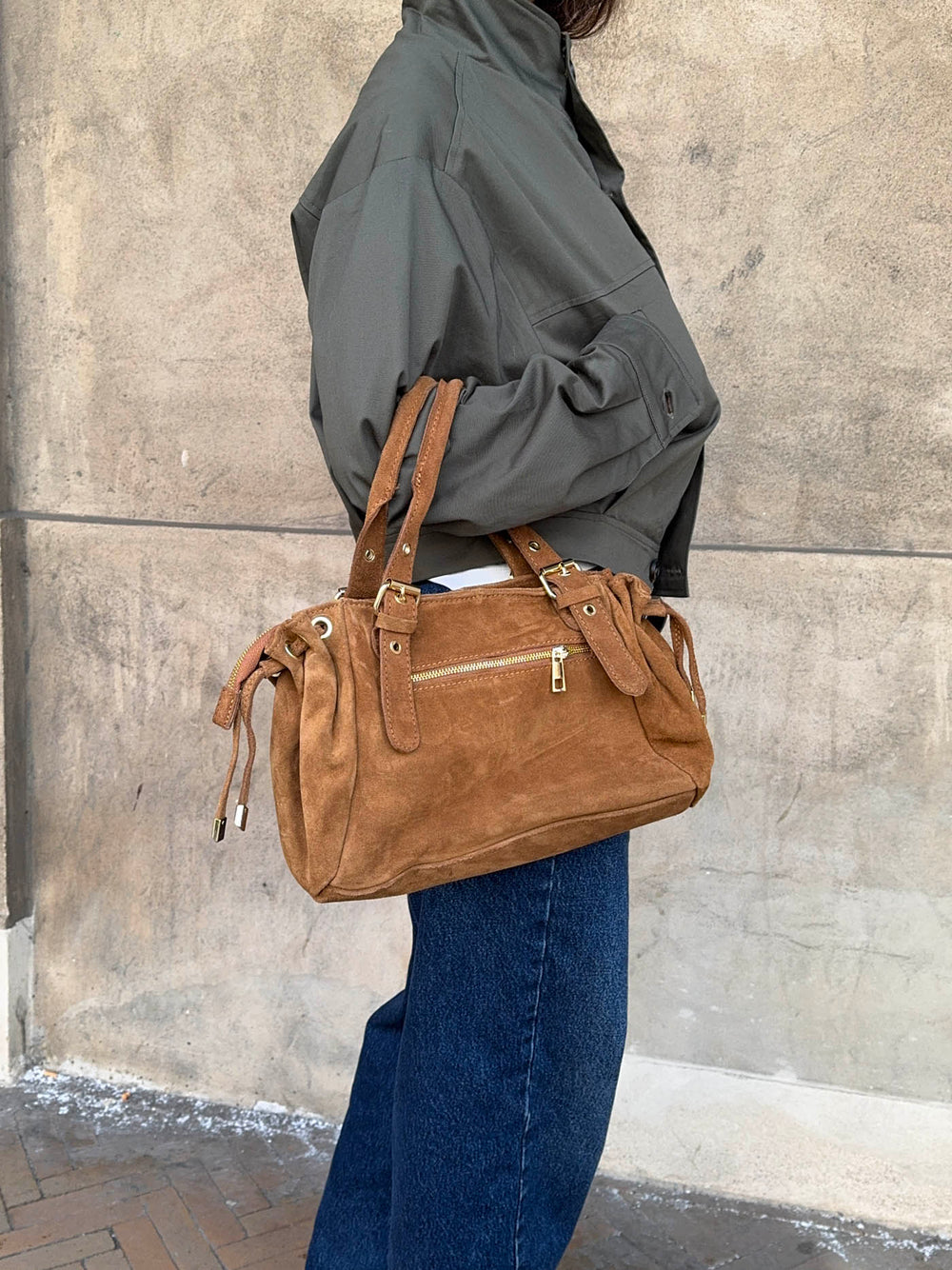 Mura bag in suede leather - Brown
