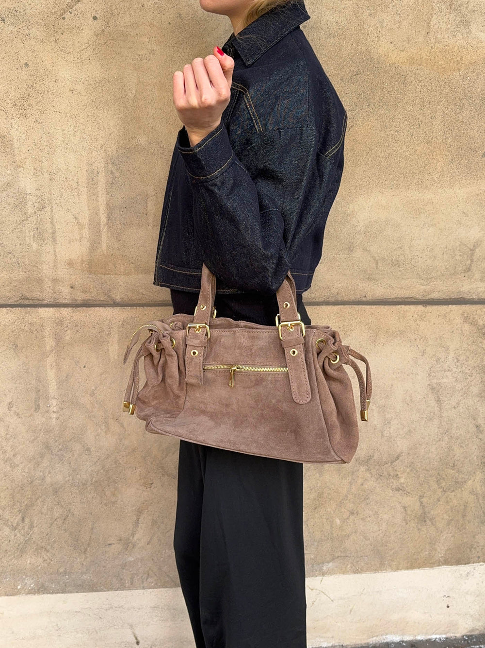 Mura bag in suede leather - Taupe