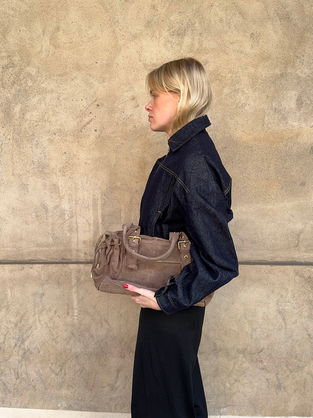 Mura bag in suede leather - Taupe