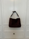 Mecca suede shoulder bag - Dark brown