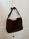 Mecca suede shoulder bag - Dark brown