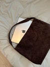 Mecca suede shoulder bag - Dark brown