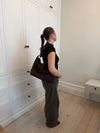 Mecca suede shoulder bag - Dark brown