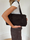 Rowan bag with woven - Dark brown