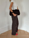 Rowan bag with woven - Dark brown