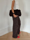 Rowan bag with woven - Dark brown