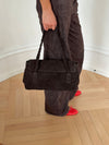 Rowan bag with woven - Dark brown