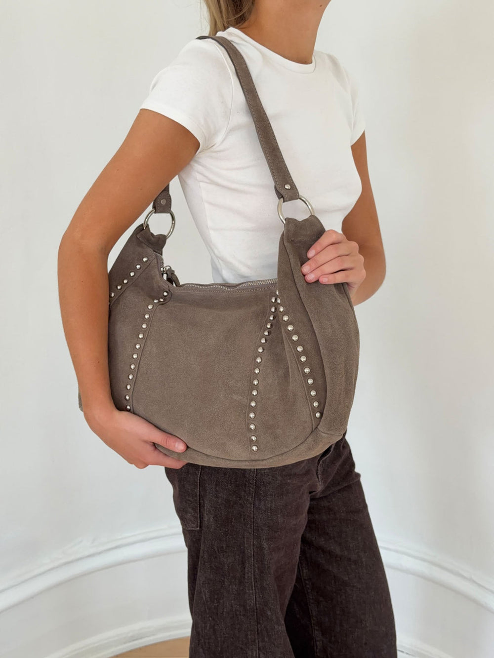 Henry bag with studs - Taupe