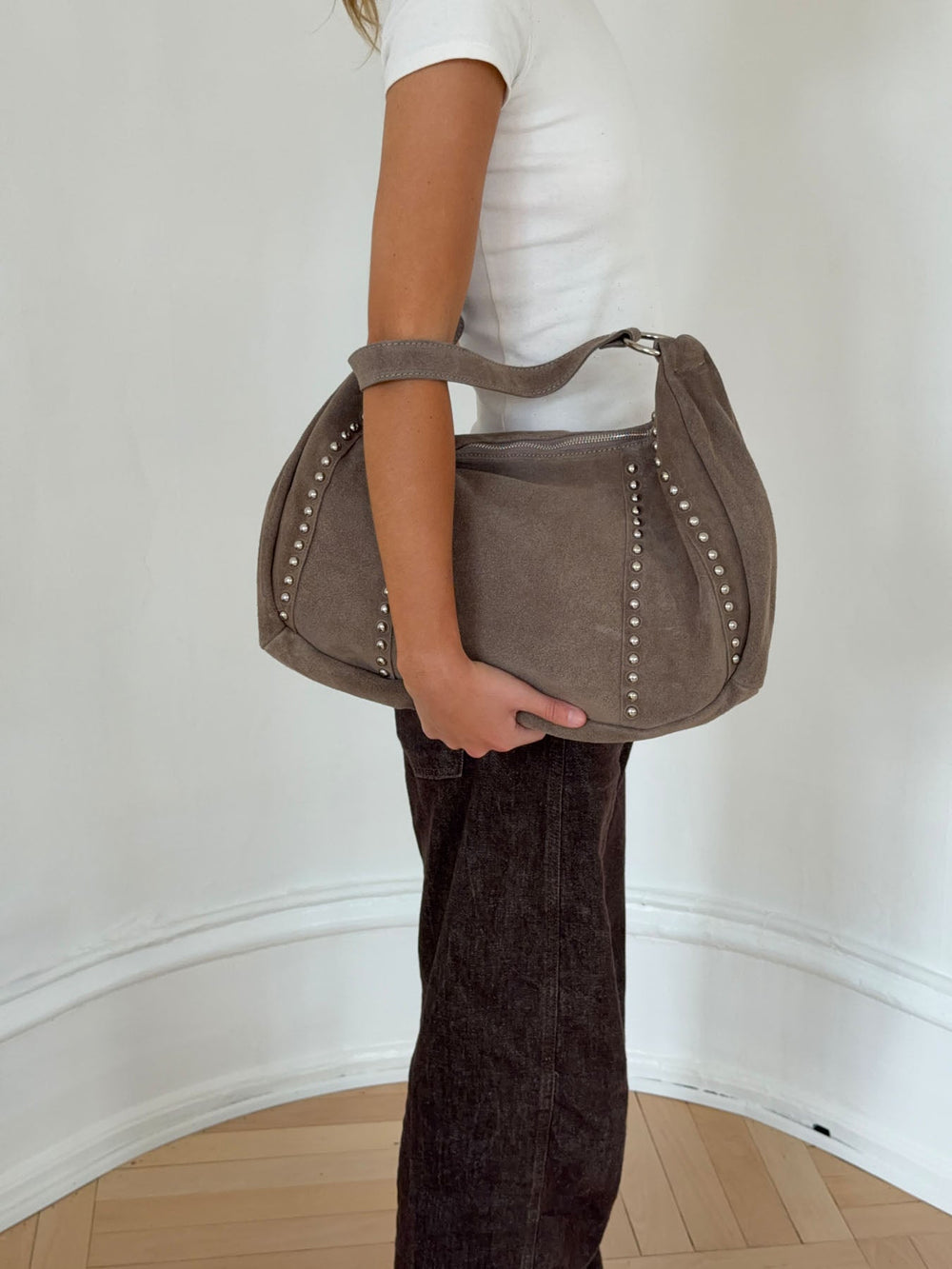 Henry bag with studs - Taupe