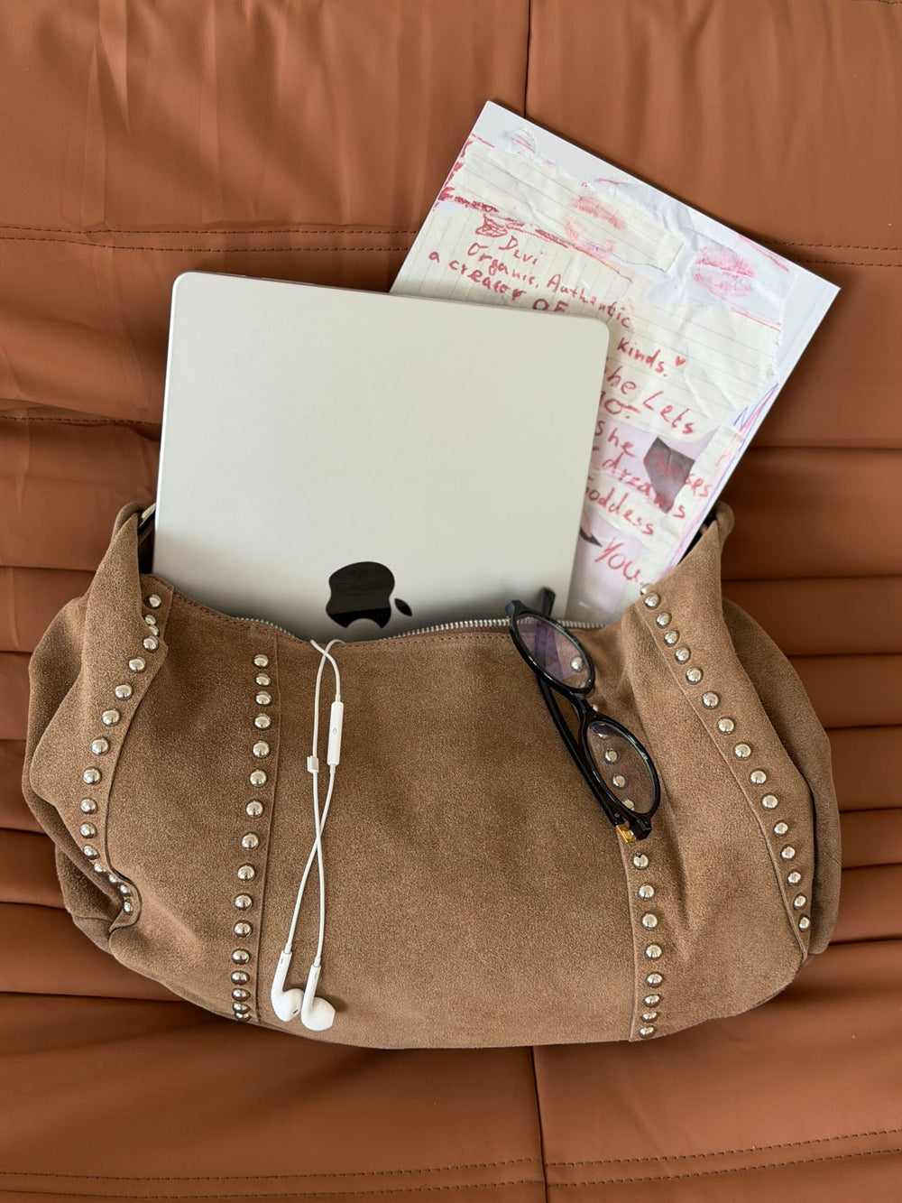 Henry bag with studs - Brown