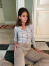 Wavina checkered blouse - White/blue/grey