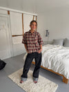 Ryder flannel shirt with short sleeves - Red/brown/white