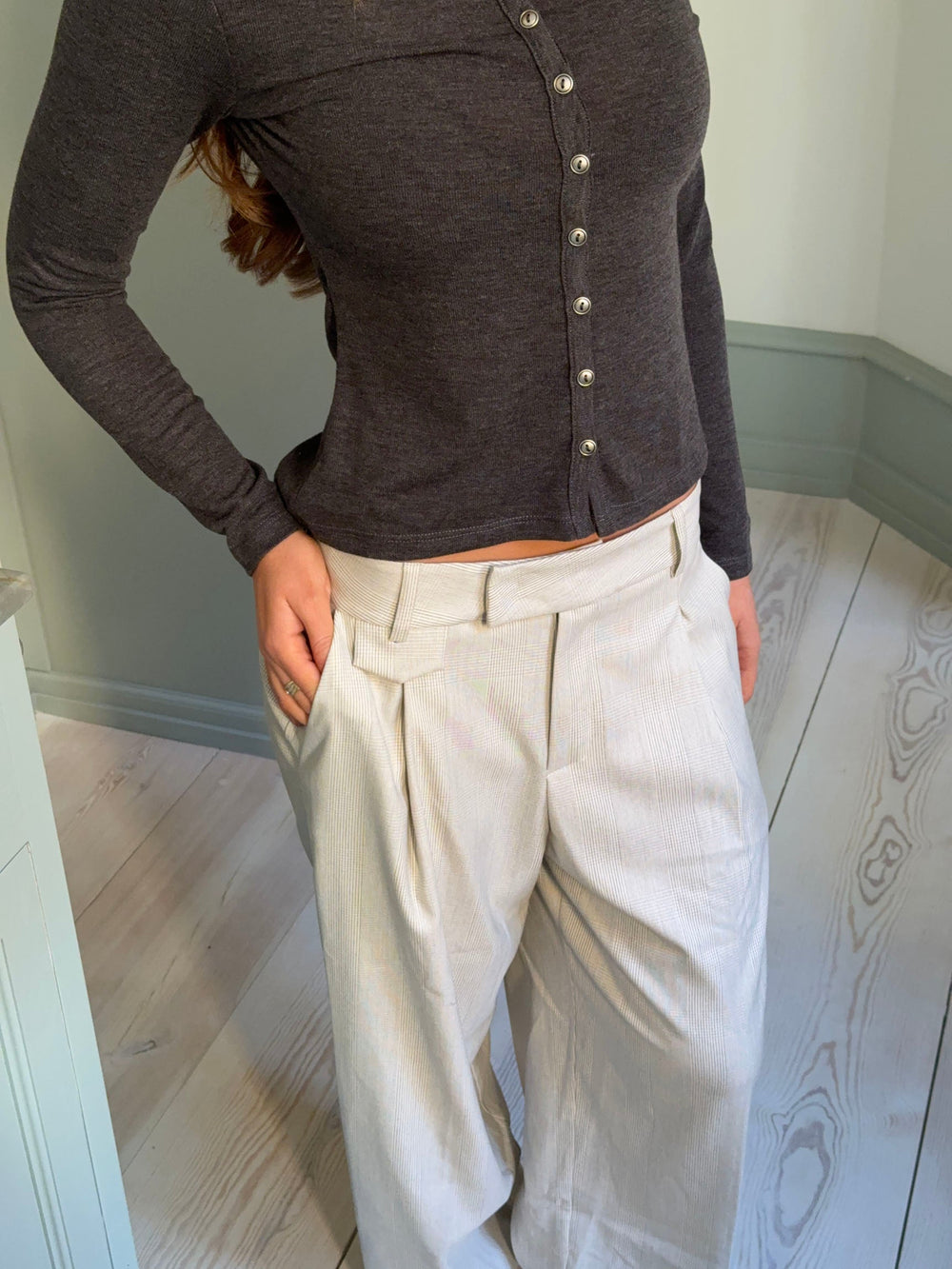 Delores checkered suit trousers - Beige