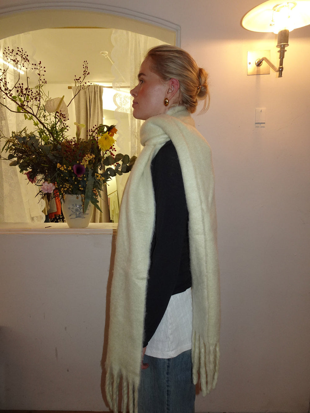 Gale scarf - Yellow/off white