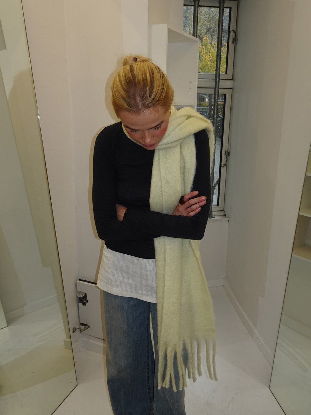 Gale scarf - Yellow/off white