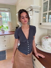 Abby top with buttons - Grey