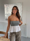 Milly striped bandeau top - White/navy