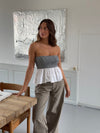 Milly striped bandeau top - White/navy