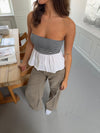 Milly striped bandeau top - White/navy