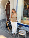 Noor top in linen blend – Dark beige