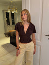 Amelia v-neck top - Brown