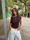 Islabella fitted top – Brown