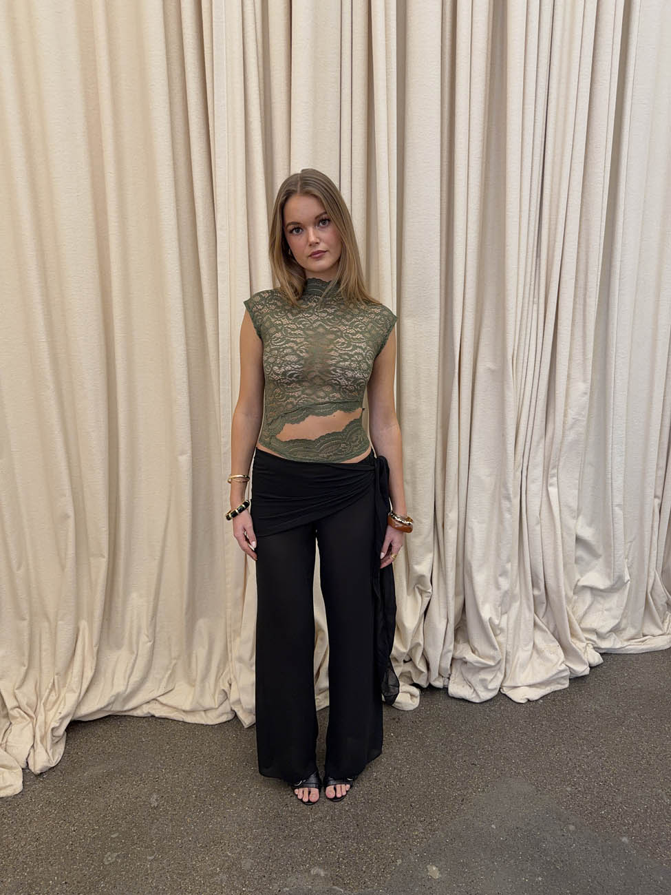Marisole top in lace - Khaki