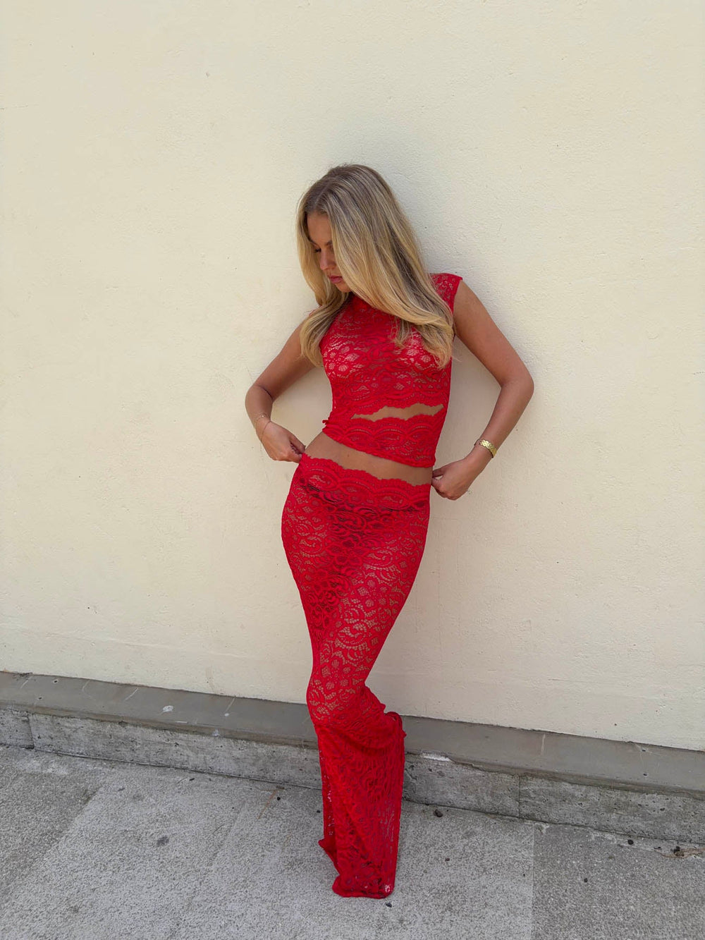 Marisol skirt in lace - Red