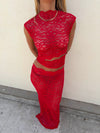 Marisol skirt in lace - Red