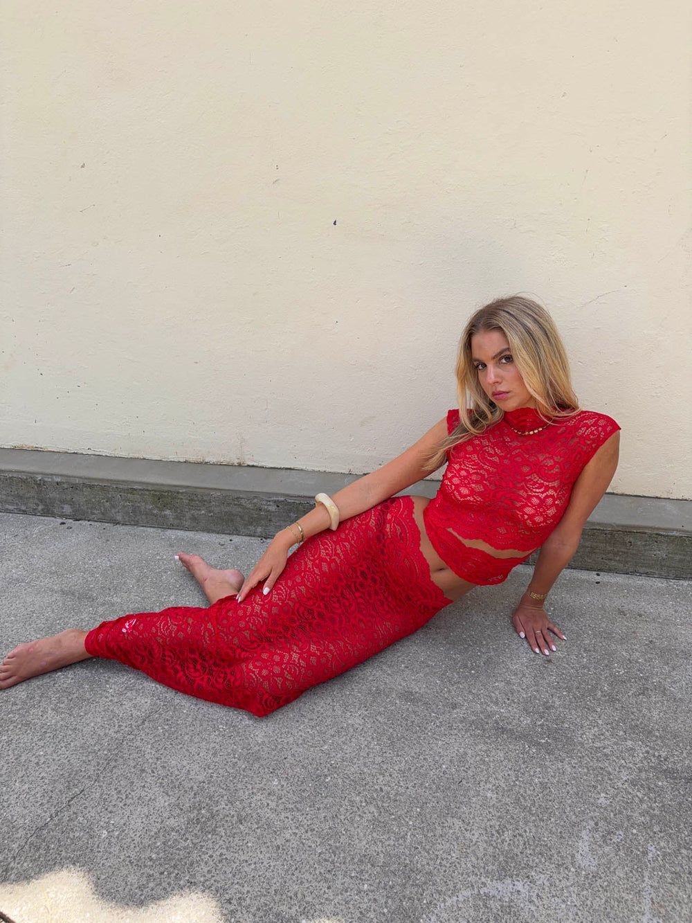 Marisol skirt in lace - Red