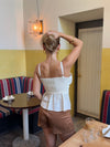 Hally top in linen - White