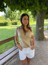 Silviana blouse with tie detail – Beige