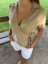 Silviana blouse with tie detail – Beige