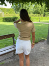 Silviana blouse with tie detail – Beige