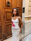 Zeina top with flowers - White/pink